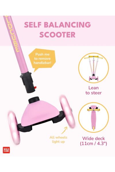 BoldCube Teeny 3T LED Işıklı Scooter Pembe