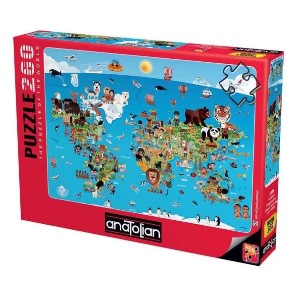 Anatolian Puzzle 260 Parça Karkatür Dünya Haritası